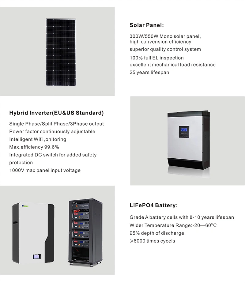 3000W off Grid Hybrid Complete Kits Solar Energy System Power All Solar Product